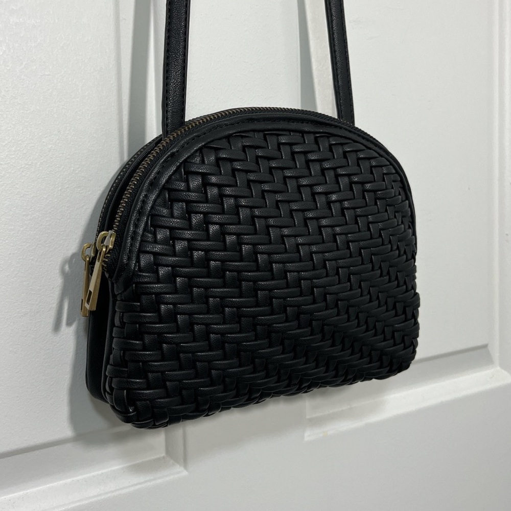 Black Anthropologie Woven Crossbody Bag